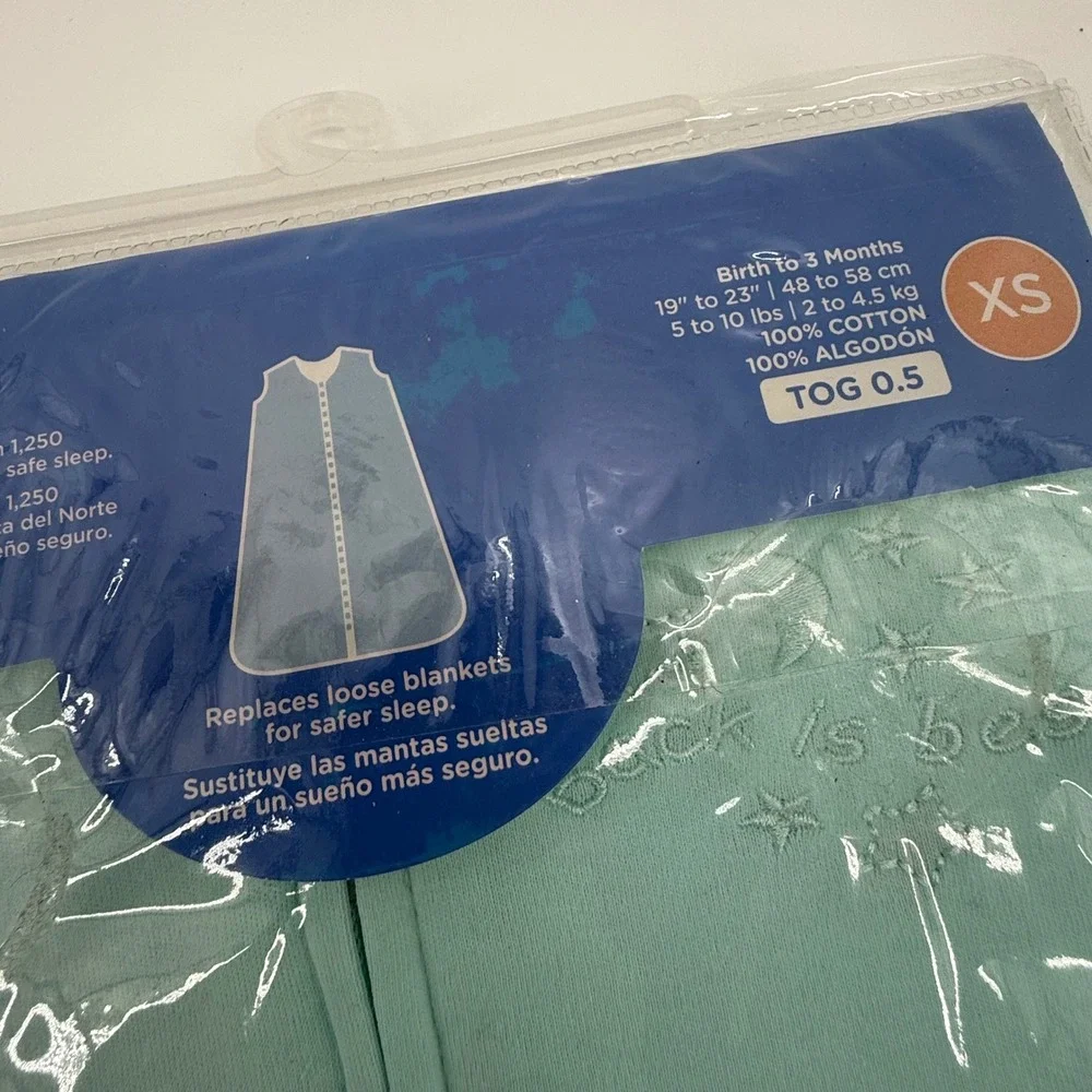 HALO SleepSack Wearable Blanket Aqua Stars Baby XS 0-3 Months‎ 5-10 lbs Cotton